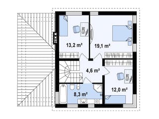 Fertighaus Zx 47 von WODEN HAUS Schlüsselfertig ab 315000€, Stadtvilla Grundriss 2