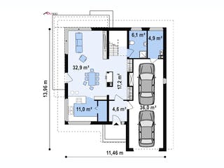 Fertighaus Zx 7 von WODEN HAUS Schlüsselfertig ab 465000€, Stadtvilla Grundriss 1