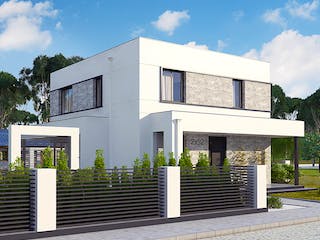 Fertighaus Zx 92 von WODEN HAUS Schlüsselfertig ab 301000€, Cubushaus Außenansicht 2