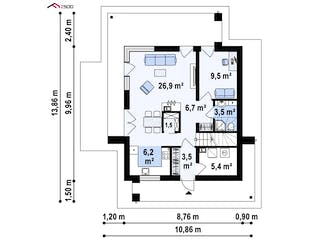 Fertighaus Zx 92 von WODEN HAUS Schlüsselfertig ab 301000€, Cubushaus Grundriss 1