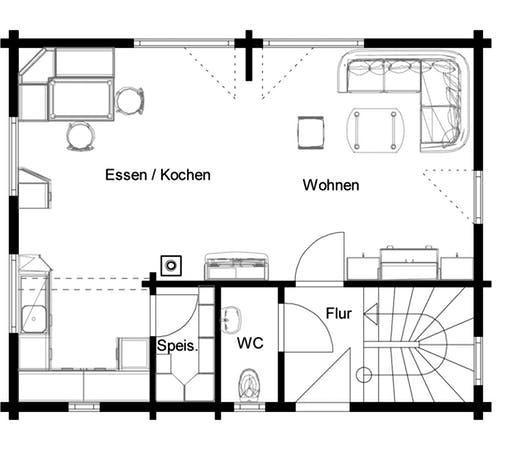 Blockhaus Wolfenbrück von Rems-Murr-Holzhaus Schlüsselfertig ab 315000€, Blockhaus Grundriss 1