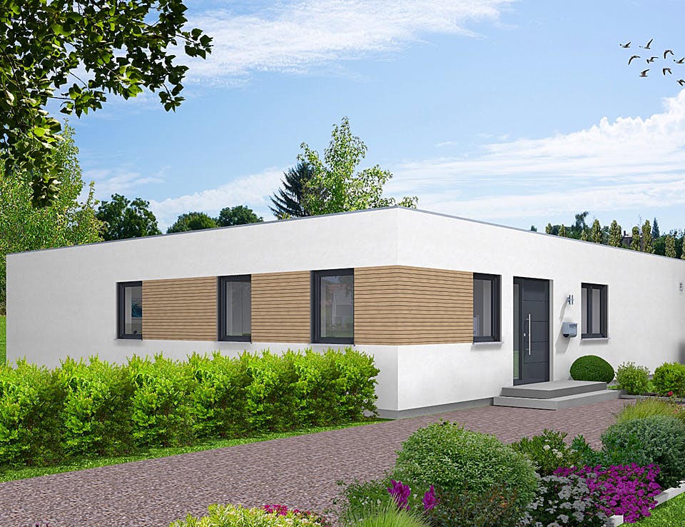 Fertighaus EDITION B 113 von Wolf-Haus Schlüsselfertig ab 365240€, Bungalow Außenansicht 1