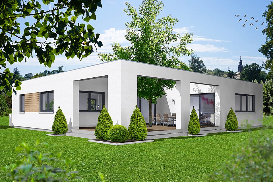 Fertighaus EDITION B 113 von Wolf-Haus Schlüsselfertig ab 365240€, Bungalow Außenansicht 2