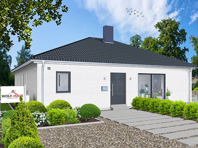 Fertighaus EDITION B 128.2 von WOLF-HAUS Schlüsselfertig ab 355913€, Bungalow Außenansicht 2