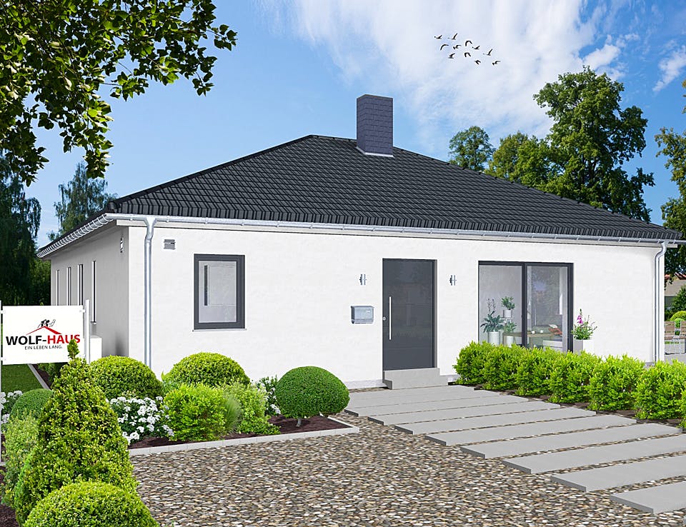 Fertighaus EDITION B 128.2 von Wolf-Haus Schlüsselfertig ab 355913€, Bungalow Außenansicht 2