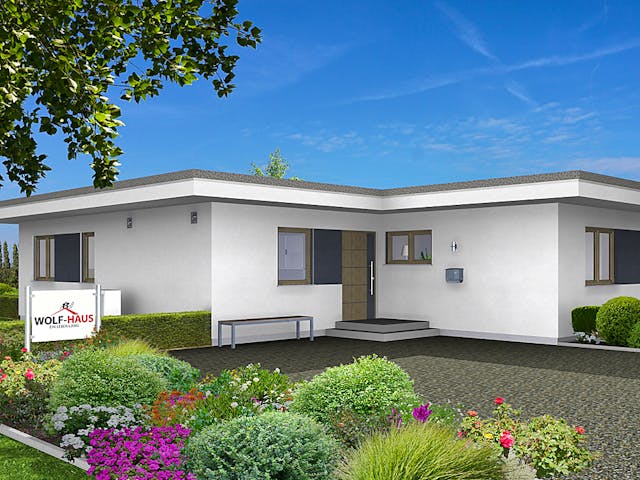 Fertighaus EDITION B 136 von WOLF-HAUS Schlüsselfertig ab 407755€, Bungalow Außenansicht 1
