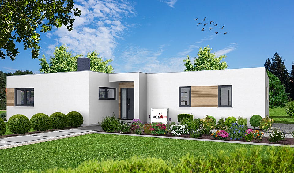 Fertighaus EDITION B 98 von Wolf-Haus Schlüsselfertig ab 358720€, Bungalow Außenansicht 2