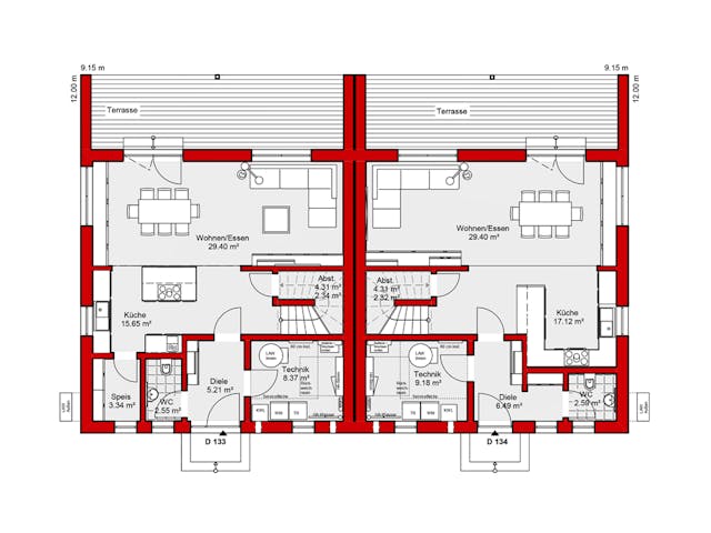 Fertighaus EDITION D 133/134 von WOLF-HAUS Schlüsselfertig ab 401842€, Satteldach-Klassiker Grundriss 1