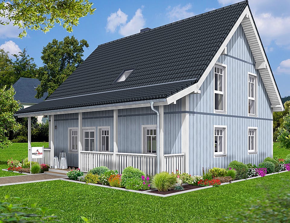 Fertighaus EDITION E 139 von Wolf-Haus Schlüsselfertig ab 369515€, Satteldach-Klassiker Außenansicht 1