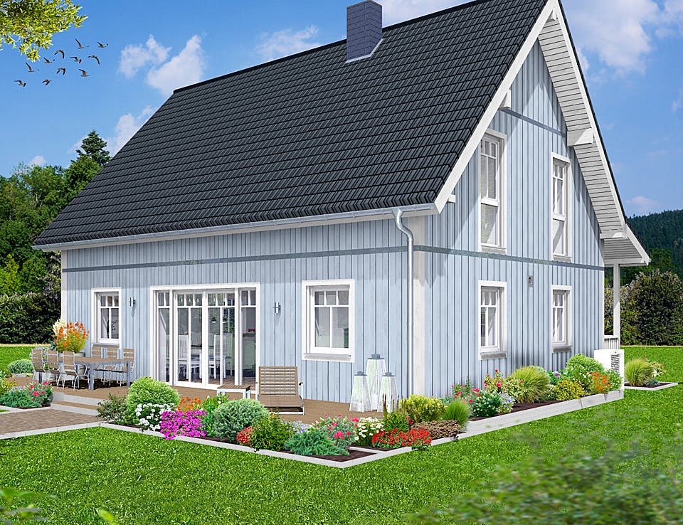 Fertighaus EDITION E 139 von Wolf-Haus Schlüsselfertig ab 369515€, Satteldach-Klassiker Außenansicht 2