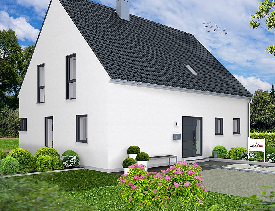 Fertighaus EDITION E 168 von Wolf-Haus Schlüsselfertig ab 432058€, Satteldach-Klassiker Außenansicht 2