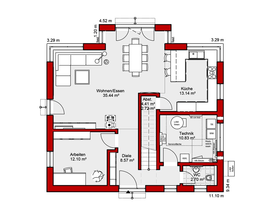 Fertighaus EDITION E 168 von Wolf-Haus Schlüsselfertig ab 432058€, Satteldach-Klassiker Grundriss 1
