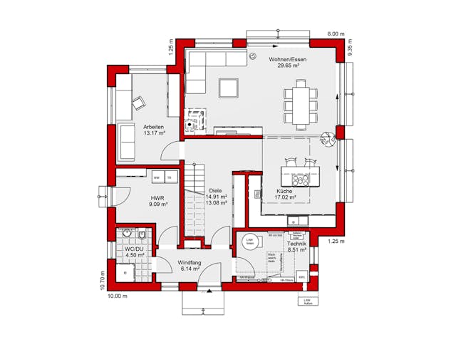 Fertighaus EDITION E 178 von WOLF-HAUS Schlüsselfertig ab 436734€, Satteldach-Klassiker Grundriss 1