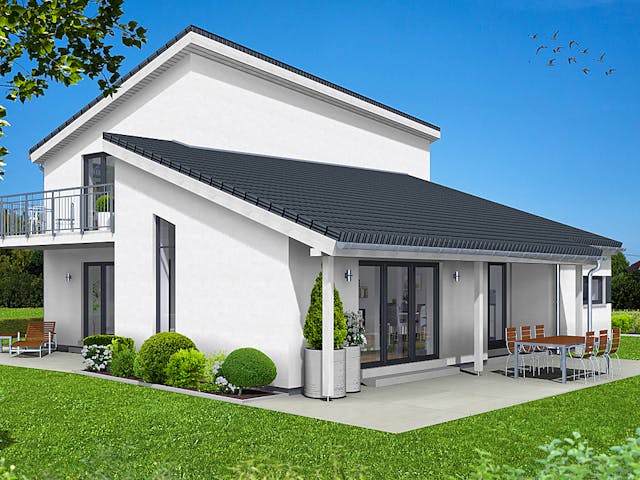 Fertighaus EDITION E 179 von WOLF-HAUS Schlüsselfertig ab 500111€, Pultdachhaus Außenansicht 1 Fertighaus EDITION E 179 von WOLF-HAUS Schlüsselfertig ab 500111€, Pultdachhaus Außenansicht 1