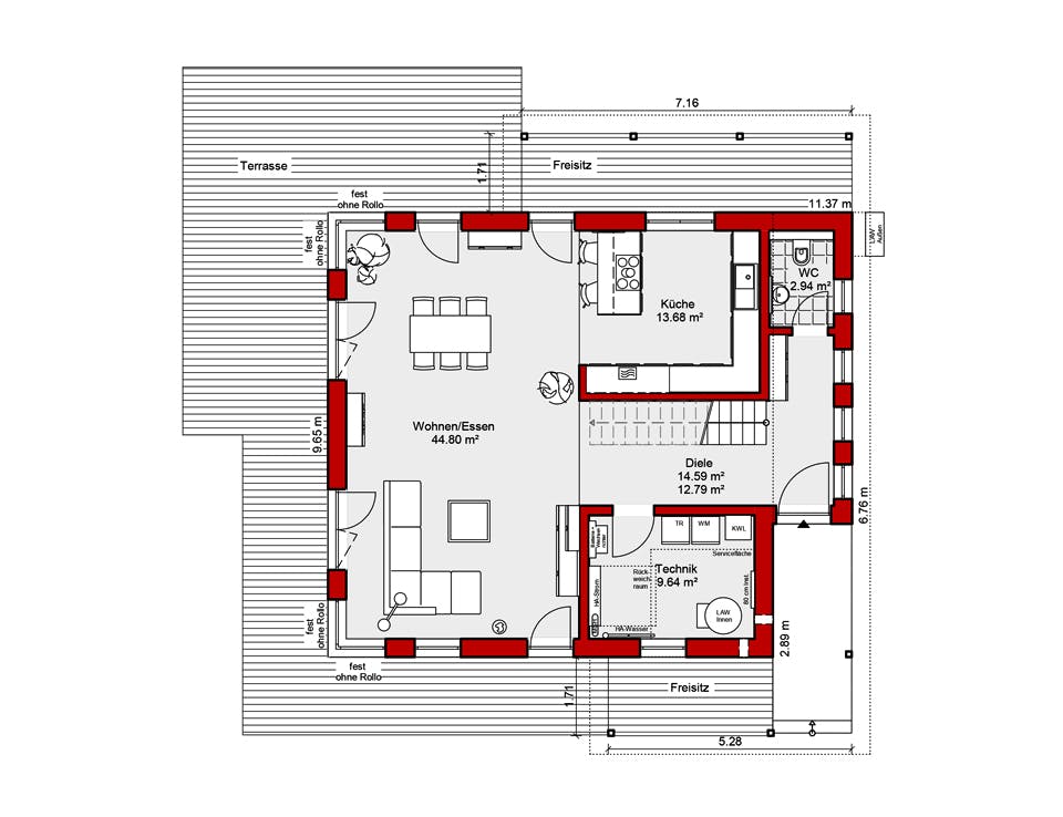 Fertighaus EDITION S 156 von Wolf-Haus Schlüsselfertig ab 463574€, Stadtvilla Grundriss 1