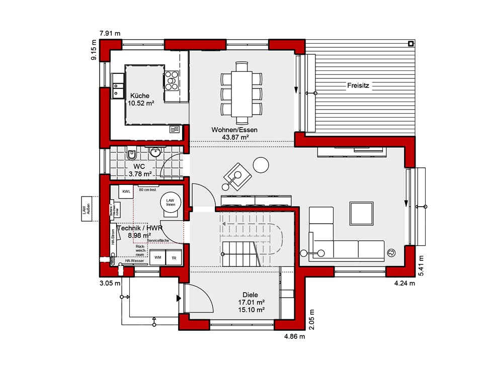 Fertighaus EDITION S 161 von Wolf-Haus Schlüsselfertig ab 461646€, Cubushaus Grundriss 1