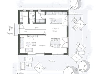 Fertighaus Einfamilienhaus Oberbayern von Wolf System, Stadtvilla Grundriss 1