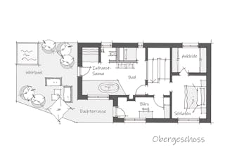 Fertighaus Musterhaus Aviva von Wolf System, Pultdachhaus Grundriss 2
