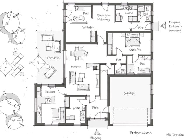 Fertighaus Musterhaus Dresden von Wolf System, Stadtvilla Grundriss 1