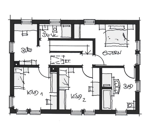 Fertighaus Kundenhaus Straßlach von Wolf System Schlüsselfertig ab 295000€, Satteldach-Klassiker Grundriss 2