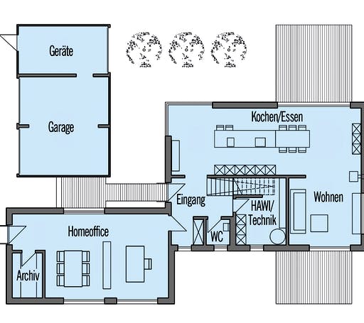 Fertighaus Wriedt von Bau-Fritz Schlüsselfertig ab 540000€, Satteldach-Klassiker Grundriss 1