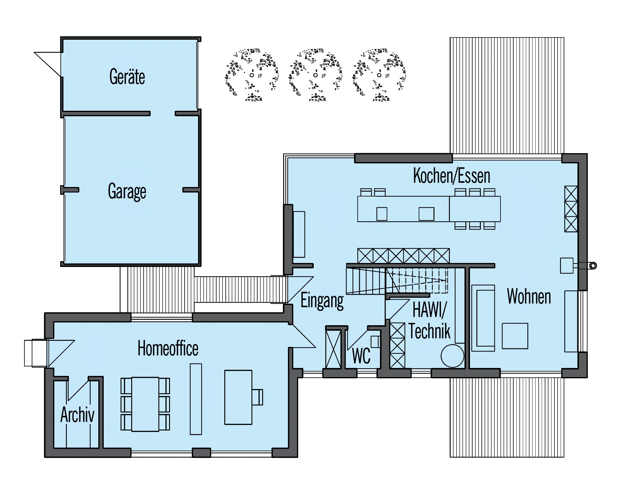 Fertighaus Wriedt von Bau-Fritz Schlüsselfertig ab 540000€, Satteldach-Klassiker Grundriss 1