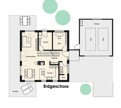 Fertighaus Haus Bültmann von Wiese und Heckmann, Stadtvilla Grundriss 1