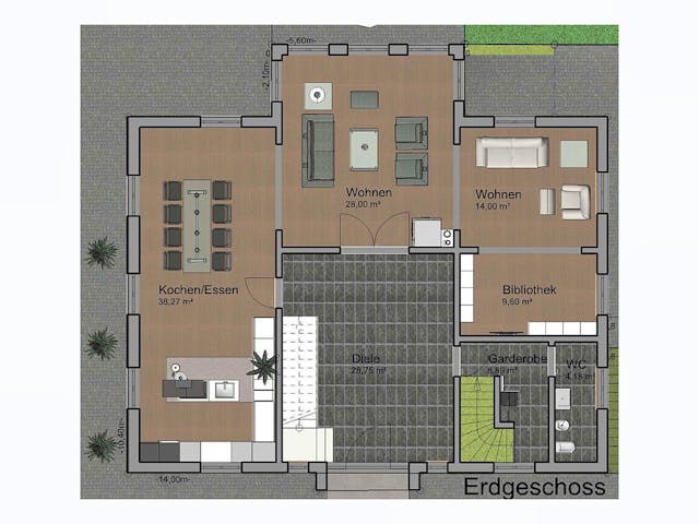 Fertighaus Haus Hillebrand von Wiese und Heckmann, Stadtvilla Grundriss 1 Fertighaus Haus Hillebrand von Wiese und Heckmann, Stadtvilla Grundriss 1