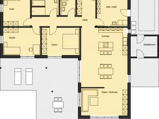 Fertighaus Haus Kissel von Wiese und Heckmann, Bungalow Grundriss 1