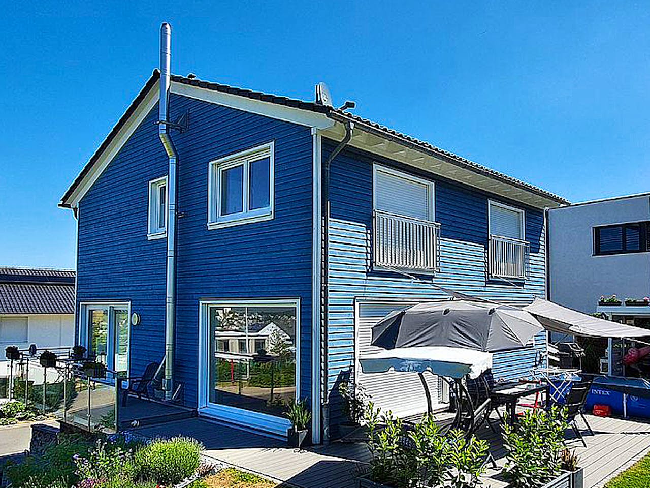 Fertighaus Haus Körting von Wiese und Heckmann, Satteldach-Klassiker Außenansicht 1