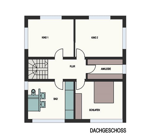 Fertighaus Haus Körting von Wiese und Heckmann, Satteldach-Klassiker Grundriss 2