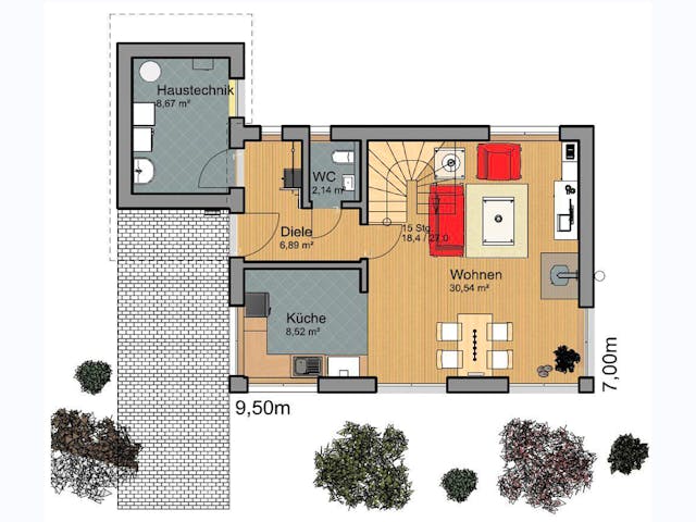 Fertighaus Haus Oberosterer von Wiese und Heckmann, Pultdachhaus Grundriss 1 Fertighaus Haus Oberosterer von Wiese und Heckmann, Pultdachhaus Grundriss 1