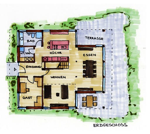 Fertighaus Haus Siewers von Wiese und Heckmann, Satteldach-Klassiker Grundriss 1
