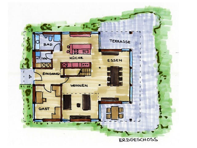 Fertighaus Haus Siewers von Wiese und Heckmann, Satteldach-Klassiker Grundriss 1 Fertighaus Haus Siewers von Wiese und Heckmann, Satteldach-Klassiker Grundriss 1