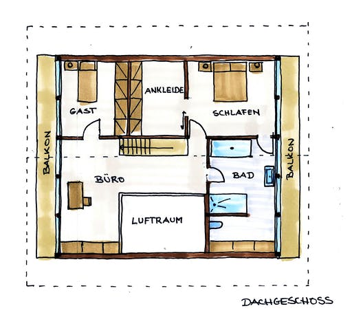 Fertighaus Haus Siewers von Wiese und Heckmann, Satteldach-Klassiker Grundriss 2