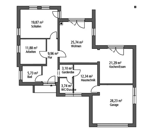 Massivhaus Bungalow BGL 114 von Ytong Bausatzhaus Bausatzhaus ab 146000€, Bungalow Grundriss 1