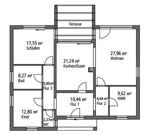 Massivhaus Bungalow BGL 120 von Ytong Bausatzhaus Bausatzhaus ab 140000€, Bungalow Grundriss 1