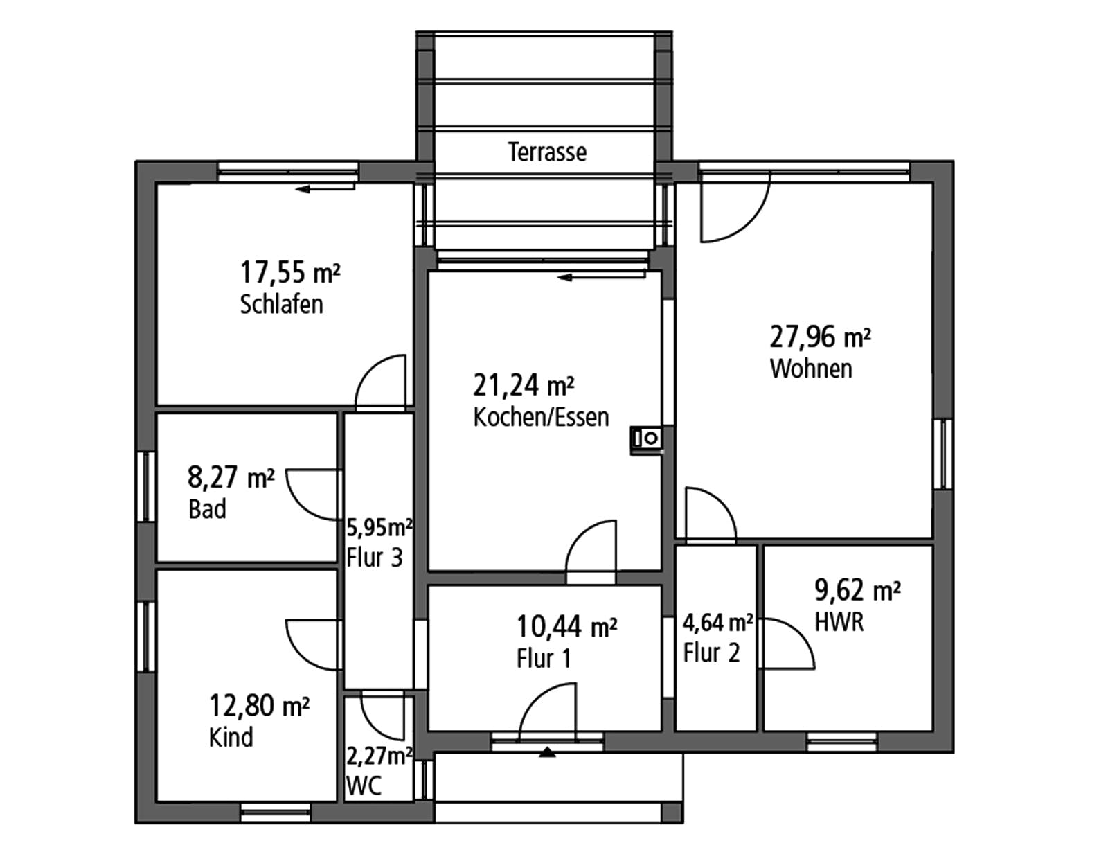Massivhaus Bungalow BGL 120 von Ytong Bausatzhaus, Bungalow Grundriss 1