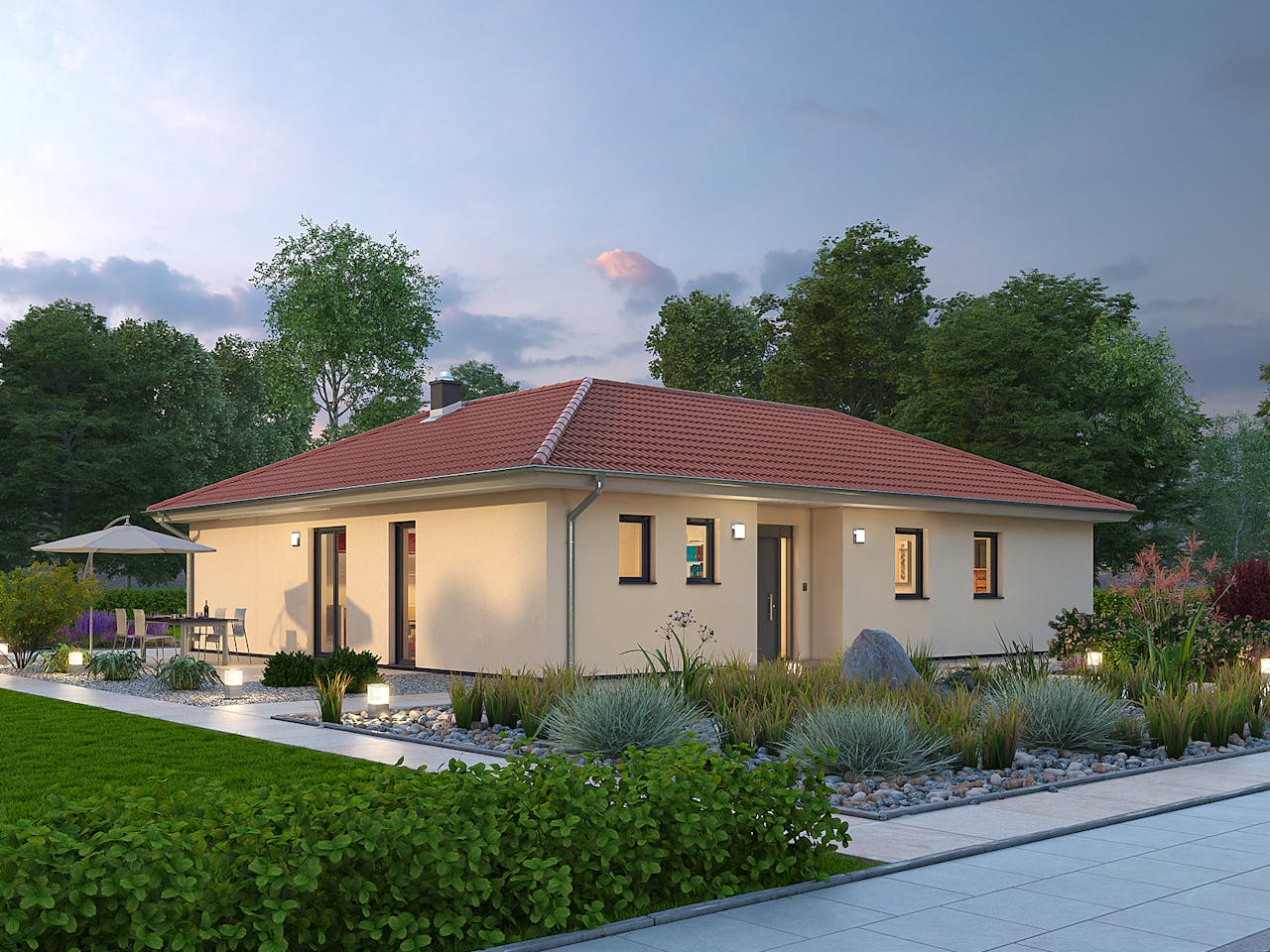 Massivhaus Bungalow BGL 122 von Ytong Bausatzhaus, Bungalow Außenansicht 1