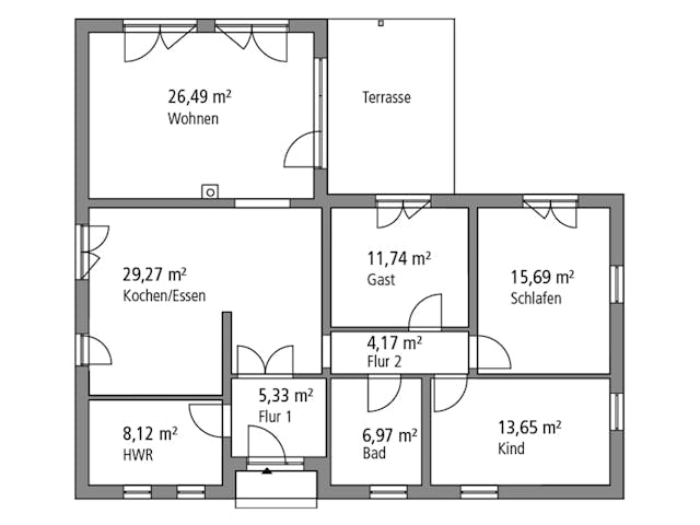 Massivhaus Bungalow BGL 122 von Ytong Bausatzhaus, Bungalow Grundriss 1