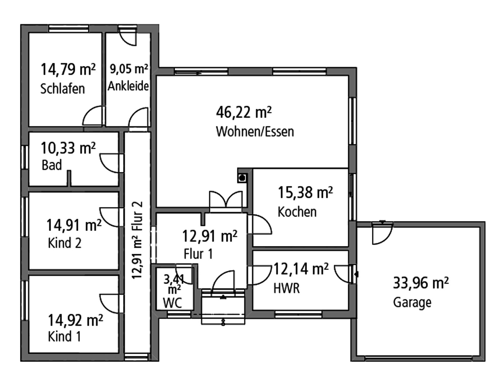 Massivhaus Bungalow BGL 168 von Ytong Bausatzhaus Bausatzhaus ab 209000€, Bungalow Grundriss 1