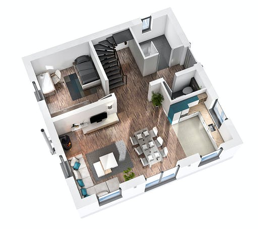 Massivhaus Einfamilienhaus BHS 122 von Ytong Bausatzhaus Bausatzhaus ab 128000€, Cubushaus Grundriss 3