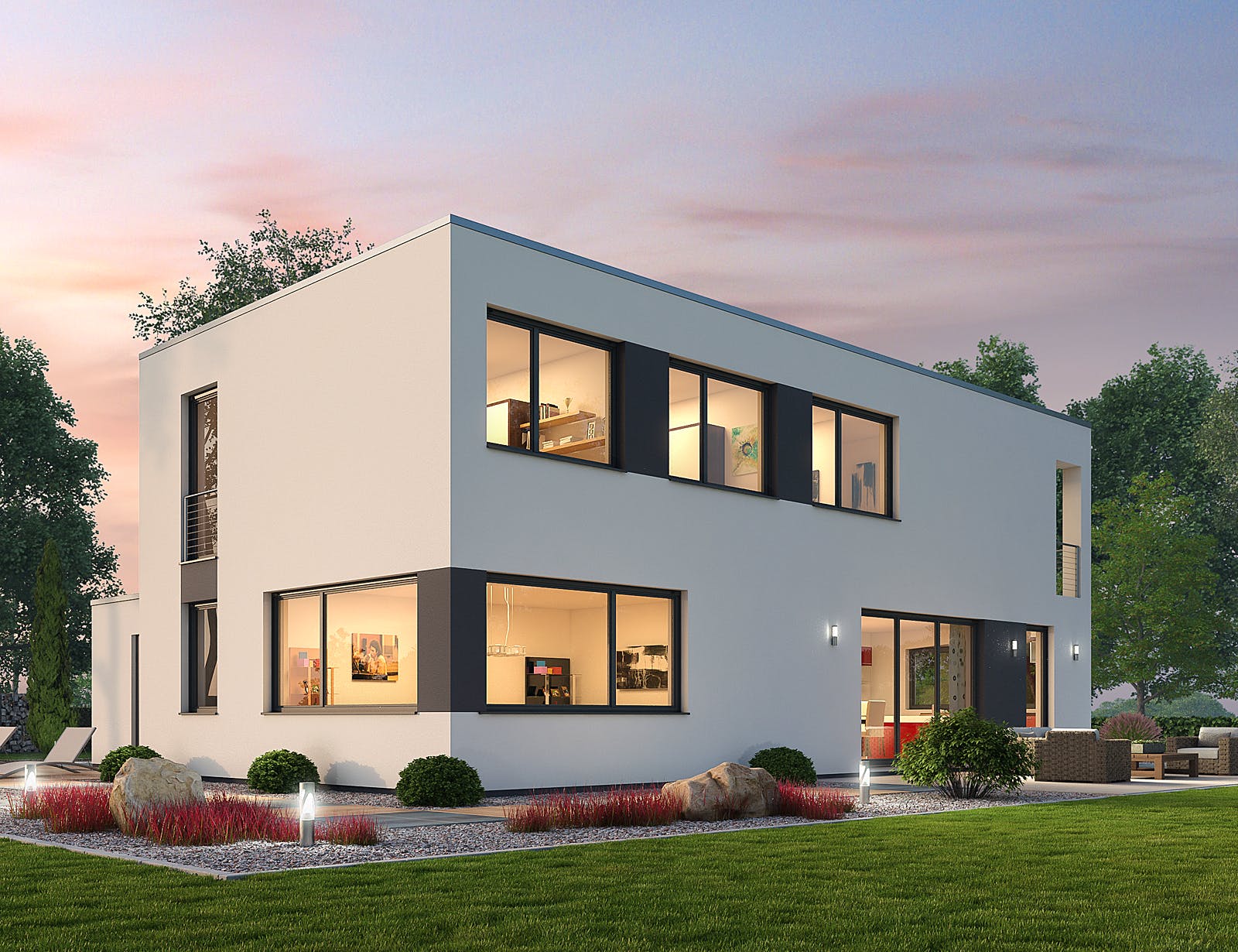 Massivhaus Einfamilienhaus BHS 182 von Ytong Bausatzhaus Bausatzhaus ab 201000€, Cubushaus Außenansicht 2