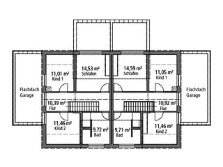 Massivhaus Doppelhaus DHH 119 von Ytong Bausatzhaus, Satteldach-Klassiker Grundriss 2