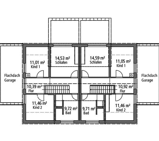 Massivhaus Doppelhaus DHH 119 von Ytong Bausatzhaus Bausatzhaus ab 119000€, Satteldach-Klassiker Grundriss 2