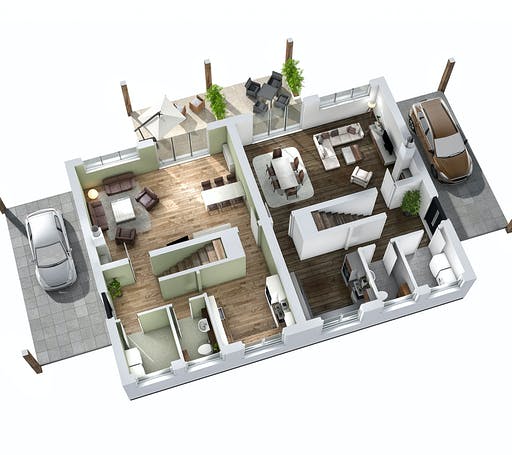 Massivhaus Doppelhaus DHH 119 von Ytong Bausatzhaus Bausatzhaus ab 119000€, Satteldach-Klassiker Grundriss 3