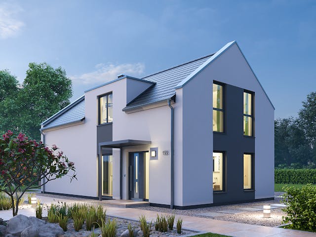 Massivhaus Einfamilienhaus EFH 122 von Ytong Bausatzhaus, Satteldach-Klassiker Außenansicht 1
