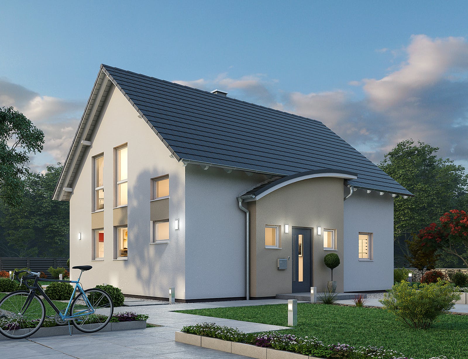 Massivhaus Einfamilienhaus EFH 124 von Ytong Bausatzhaus Bausatzhaus ab 160000€, Satteldach-Klassiker Außenansicht 1