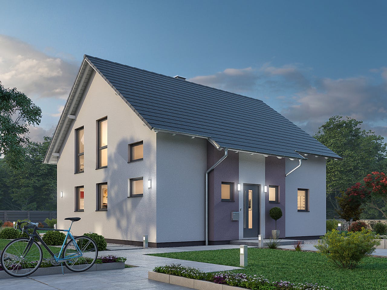 Massivhaus Einfamilienhaus EFH 136 von Ytong Bausatzhaus, Satteldach-Klassiker Außenansicht 1