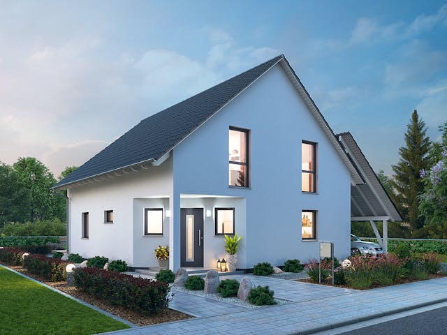 Massivhaus Einfamilienhaus EFH 143 von Ytong Bausatzhaus, Satteldach-Klassiker Außenansicht 1 Massivhaus Einfamilienhaus EFH 143 von Ytong Bausatzhaus, Satteldach-Klassiker Außenansicht 1